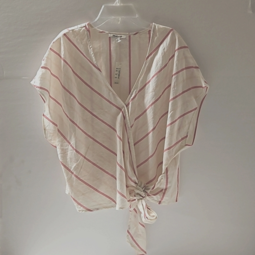New, Madewell Montpellier stripe wrap top with sash ties women's size XXL - Picture 13 of 13